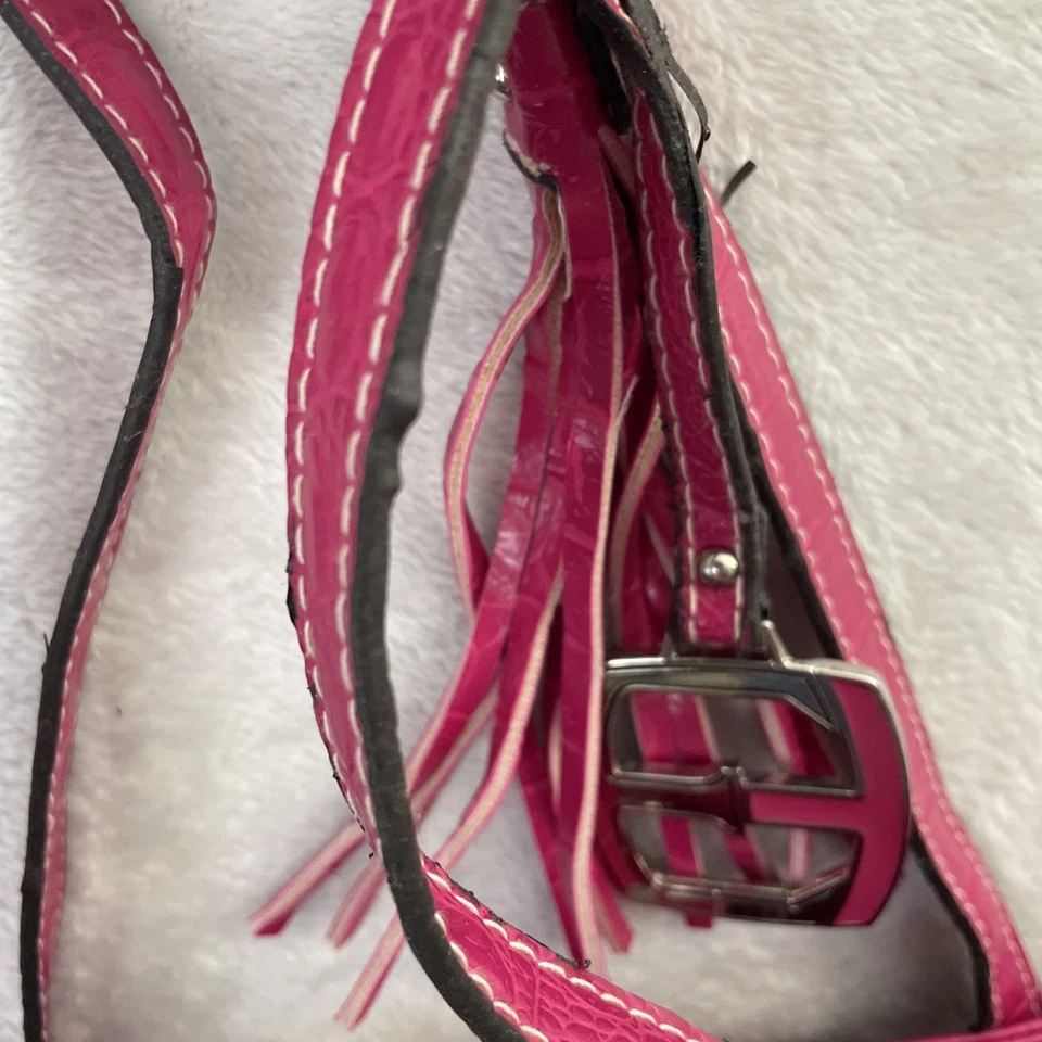 Bolsa tote feminina Ellen Tracy poliéster rosa quente falso jacaré zíper duplo - Imagem 4 de 4