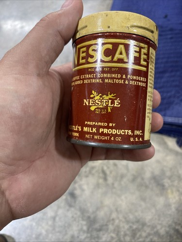 Lata de metal de 4 onzas de café Nescafé vintage años 50 - Imagen 3 de 12