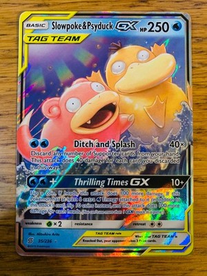 NM! Slowpoke & Psyduck GX (35/236) Unified Minds Tag Team Holo Pokemon Karte!