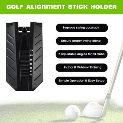 Golf Alignment Stick Trainer with Adjustable Swing Plane Guide