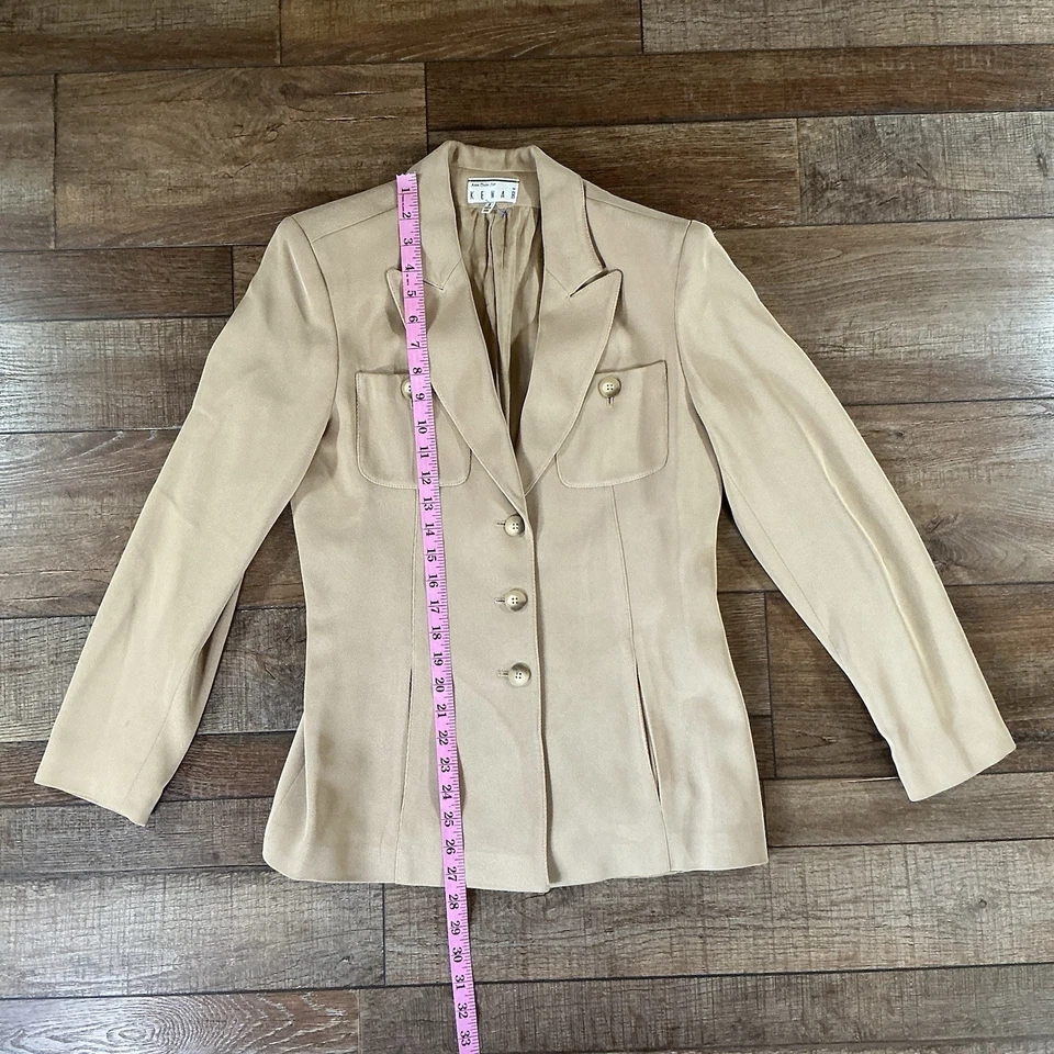 Conjunto Blazer Chaqueta Traje Kenar Para Mujer 2 Piezas Talla 6 y Falda Talla 8 Beige Tostado #23911 Foto 2 de 4
