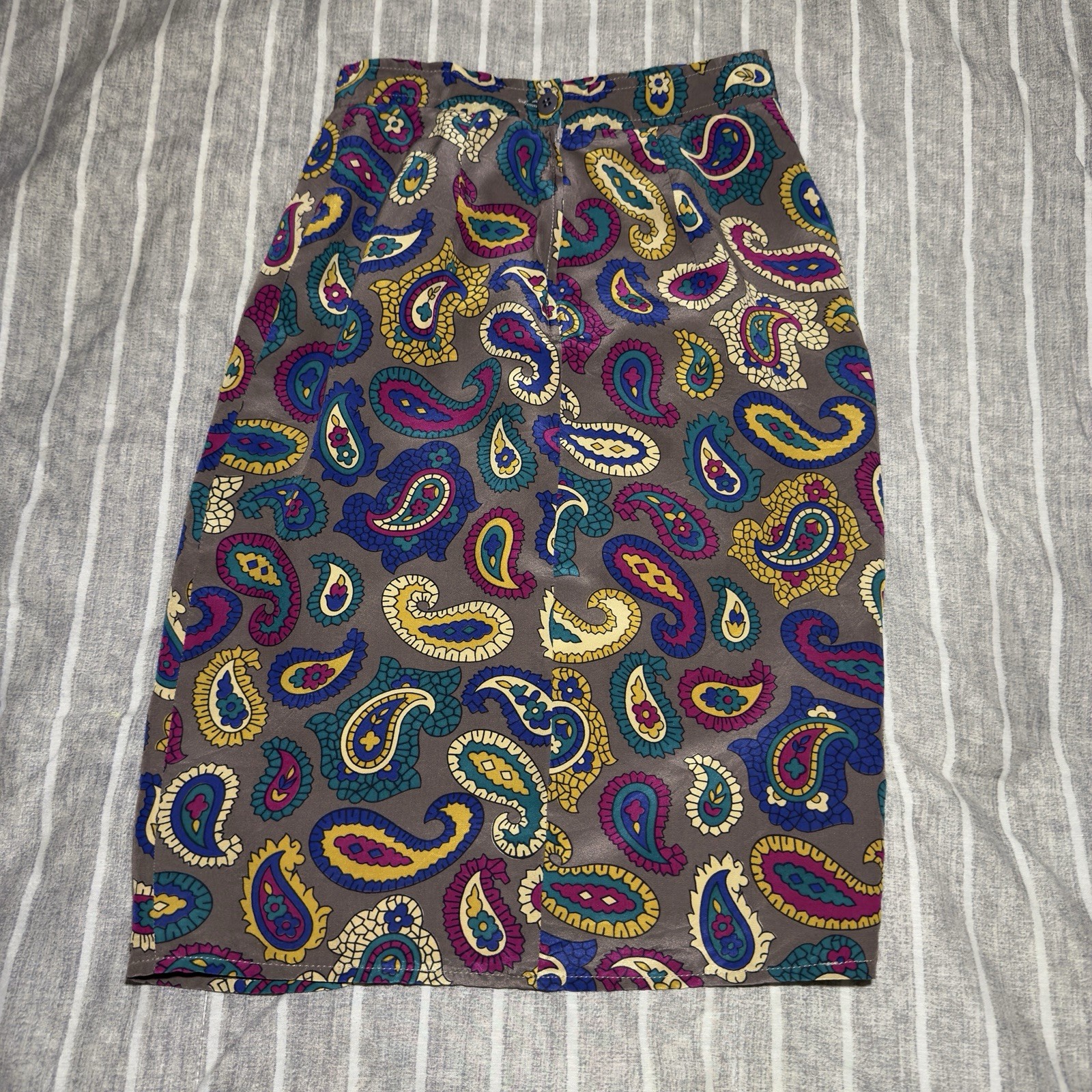 Valentino Size 42/8 Miss V 100% Silk Paisley Skirt Y2K 90s