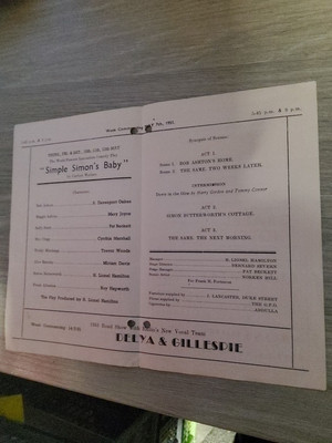THEATRE PROGRAMME 1951,WORKINGTON NEW OPERA HOUSE,SIMPLE SIMONS BABY