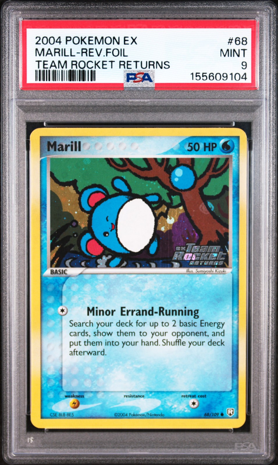 2004 POKEMON EX TEAM ROCKET RETURNS #68 MARILL-REVERSE FOIL PSA 9