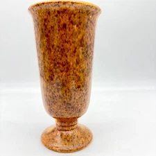 Vintage Royal Haeger Art Pottery Brown Speckled Drip Glaze Urn Vase 8.75″