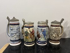 Set Of 4 Avon Beer Mug Steins - Baseball, Foo...