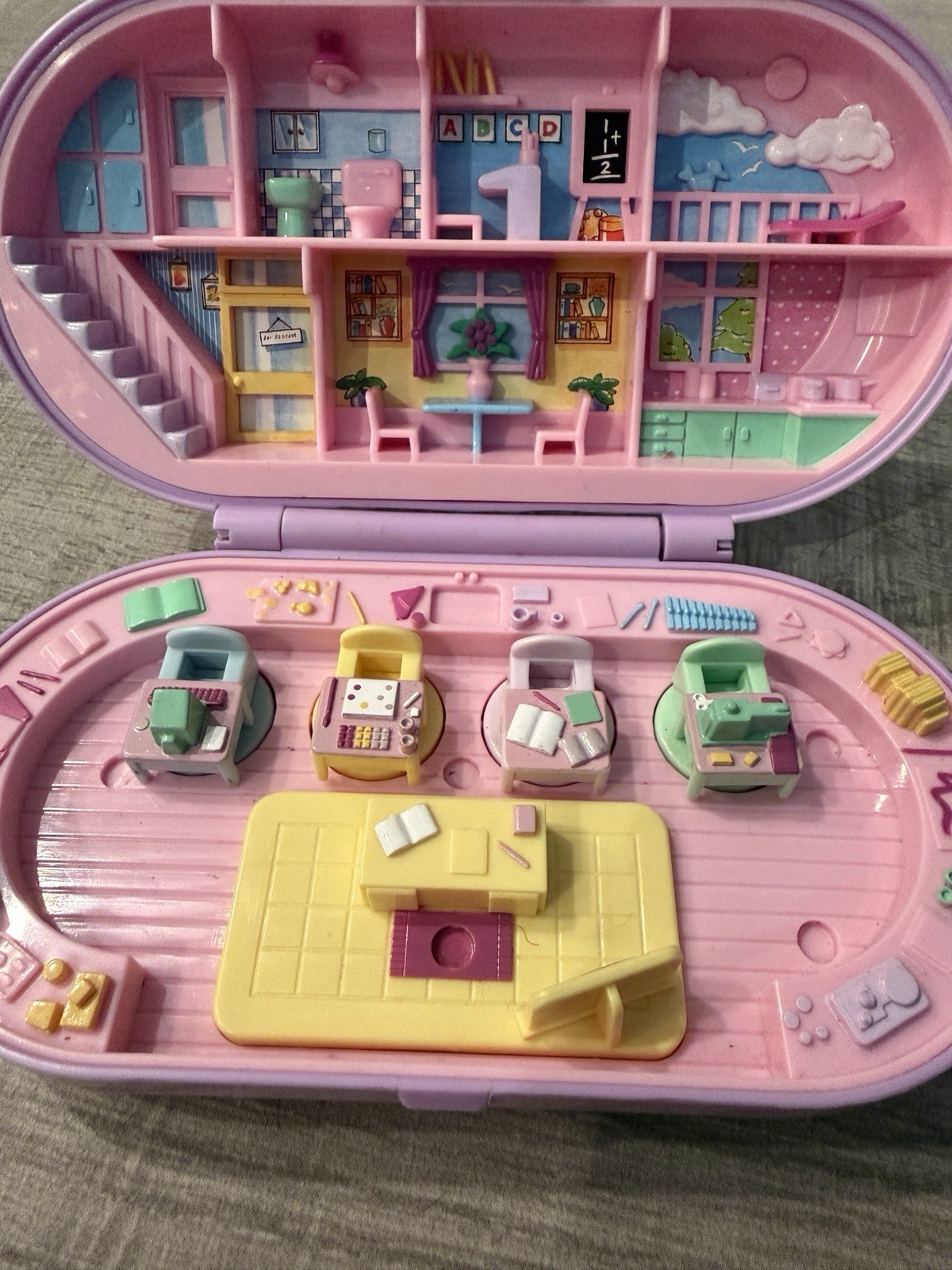 Vintage  1992 Purple Polly's Stampin' School by Bluebird Toys 90’s Polly pocket