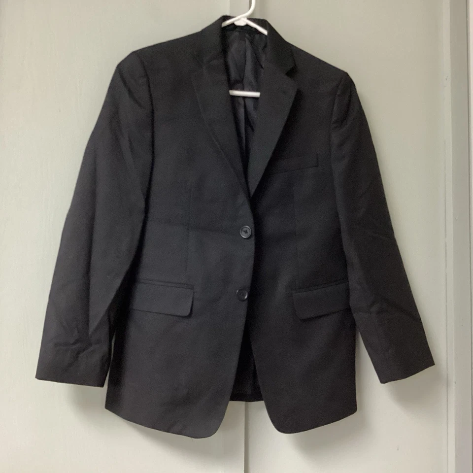 Boys Joseph & Feiss Gray Blazer Suit Jacket Size 14 EUC Black 2 Button Lined - Image 2 of 4