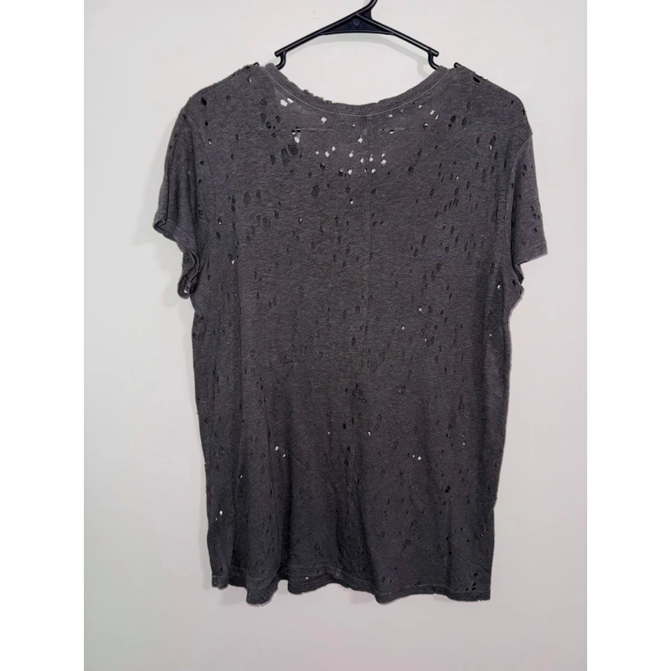Michael Stars Charcoal Distressed Shredded Cutout T Shirt OS - Image 3 of 3