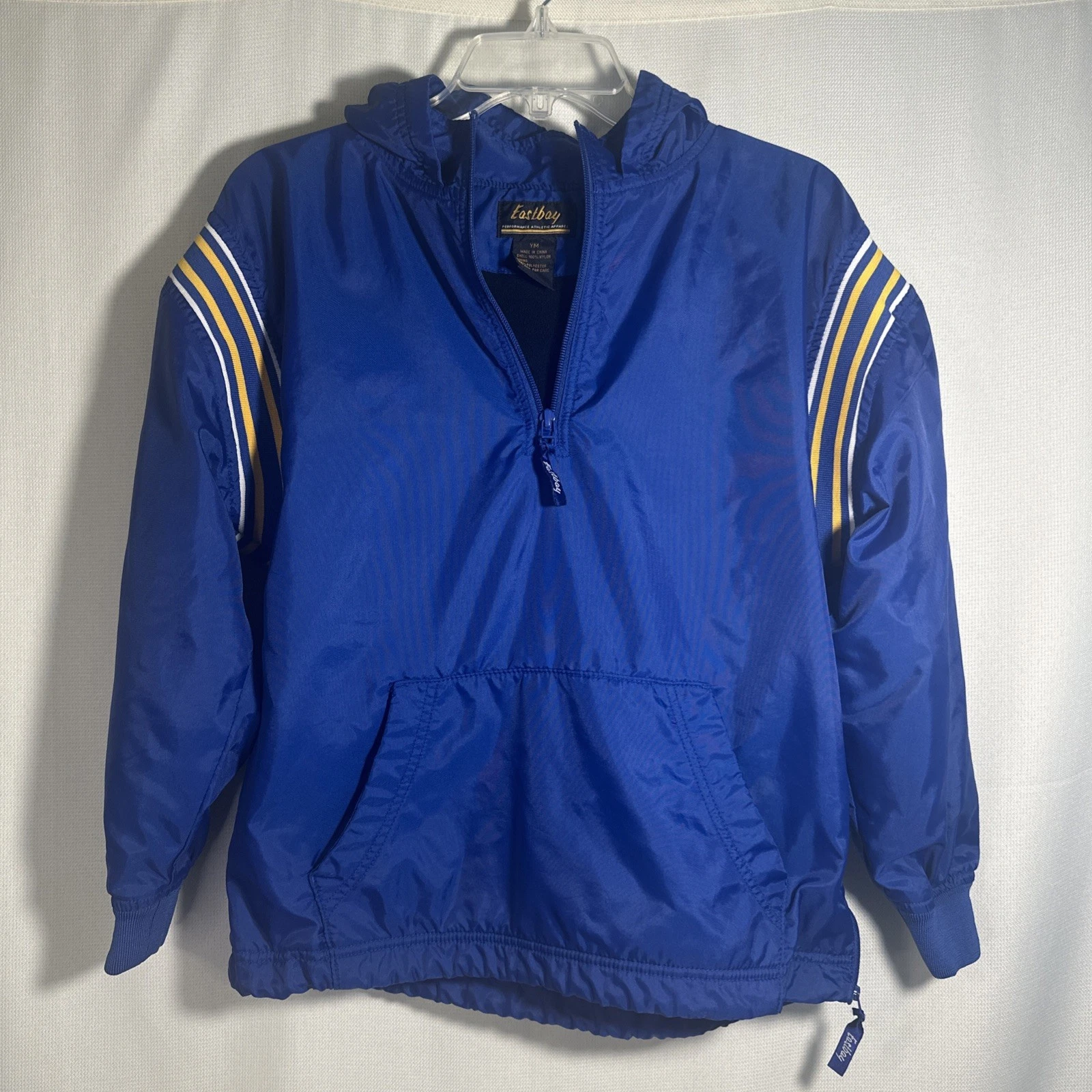Vintage Eastbay Youth Medium Blue 90s Windbreaker Outdoor Pullover Jacket EUC!