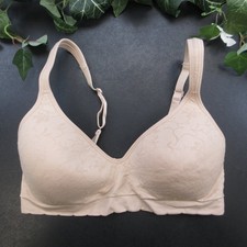 CAROLE HOCHMAN Bra Women's Nude M Wireless Soft Cup Nylon Spandex Floral