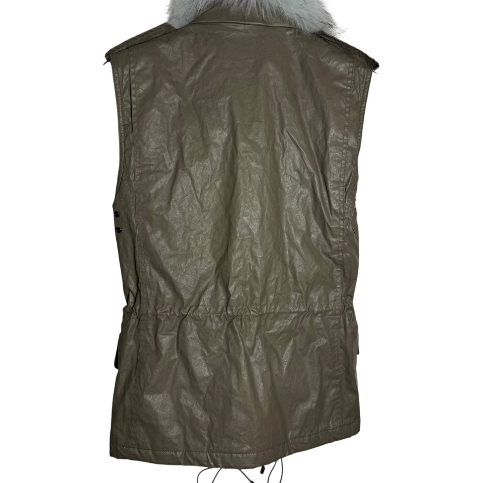 SAM. Chaqueta chaleco militar New York para mujer con ribete de piel de mapache verde militar talla XS Foto 2 de 4