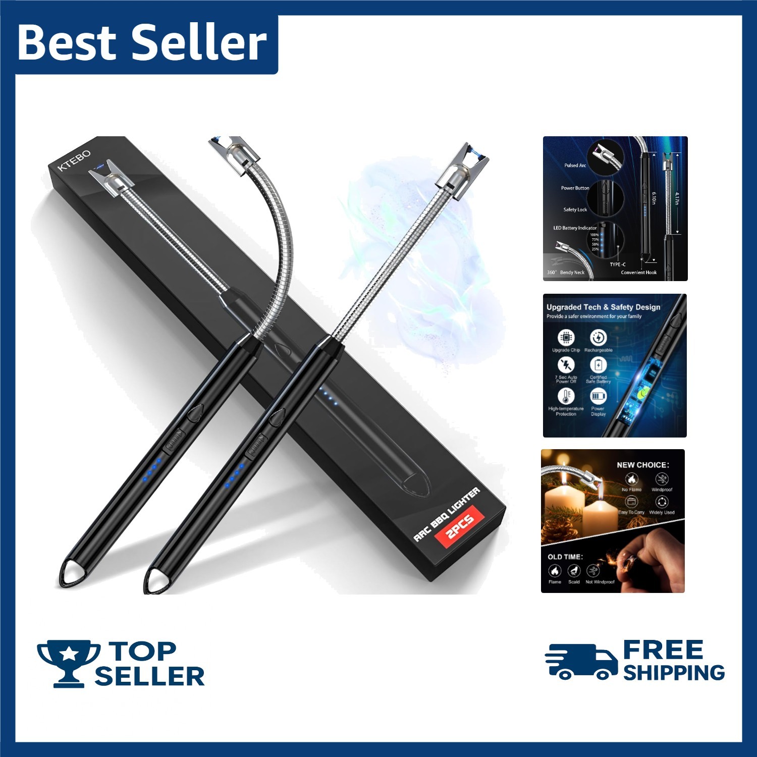 S Rechargeable - Usb Long  - Candles, Bbq