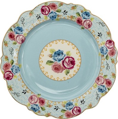 Clayre & Eef 6CE1280 Geschirr Frühstuckteller Blau Ø 20x2 cm