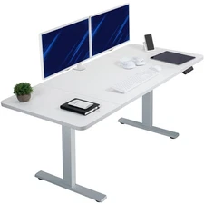 VIVO Electric 60” x 30” Stand Up Desk Workstation, White Table Top, Gray Frame