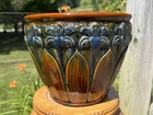 Antique 1920’s Brush McCoy Amaryllis Art Nouveau Majolica Jardiniere Cobalt Blue