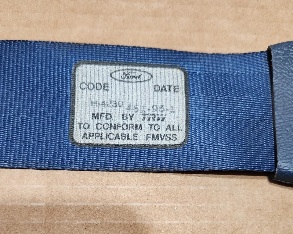 Cinturón de seguridad retráctil lado derecho asiento trasero Ford F250 F350 1994-1997 azul OEM Foto 4 de 4