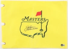 Jack Nicklaus Signed Undated Masters Golf Pin Flag BGS LOA Inscribed Years Won