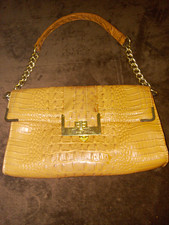 Womens Tan Croc Embossed Rectangle Shoulder B...