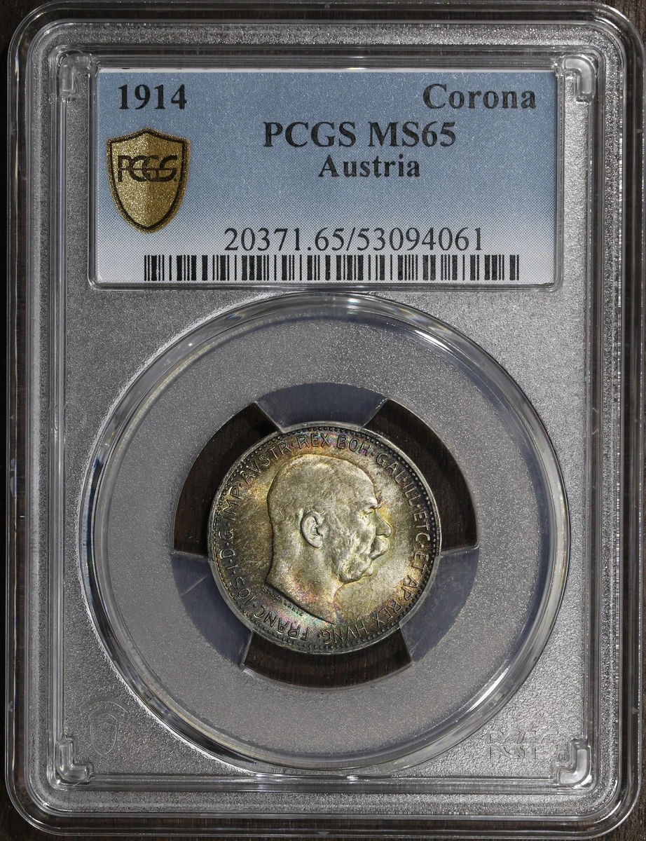 MS64 銀貨　PCGS コロナ 1914年オーストリア オーストリア 周年記念 60 - コロナ ヨーゼフ フランツ 年 1908 - コレクション