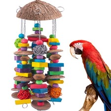 Large Bird Parrot Toys, Colorful Wooden Blocks Bird Chewing Toy Parrots Cage ...