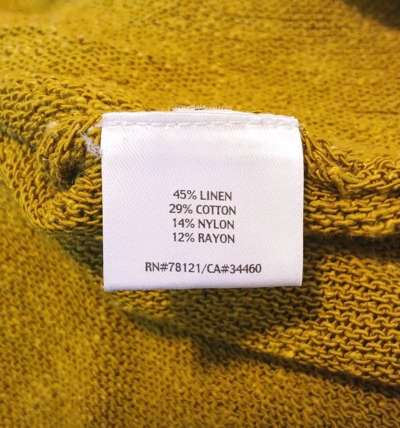 Eileen Fisher Woman Plus sz 3X oversized knit top linen cotton gold v-neck  A141 - Image 4 of 4