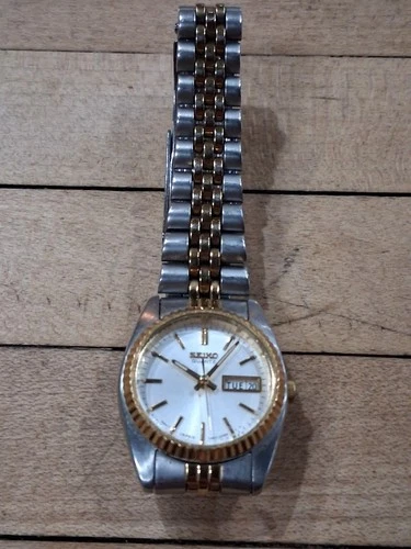 1981 Seiko Quartz Day Date Two Tone Wristwatch