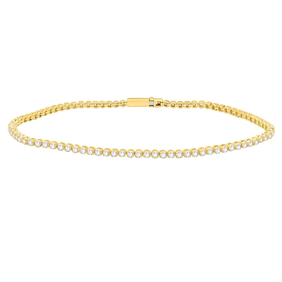 1.00 CT Round I2 H Natural Diamond Tennis Bracelet 10K Yellow Gold 8.5" Inch_USA - Image 2 of 4