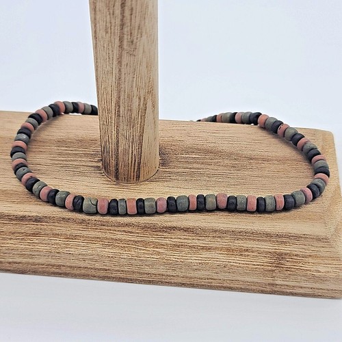 Painted Wooden Beaded Anklet in Black, Brown & Gray - Picture 2 of 5