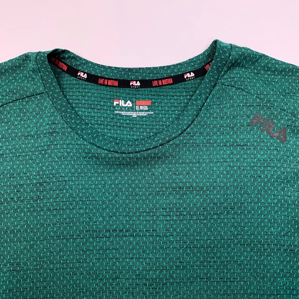 Camiseta de Entrenamiento FILA Para Hombre XL Extra Grande Verde Ligera Transpirable Entrenamiento Foto 3 de 4