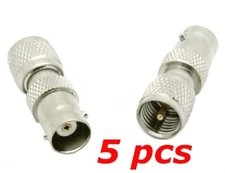 5 PACK - Mini-UHF Male to BNC Female RF Ham Radio 50 Ohm Coax Adapter Connector