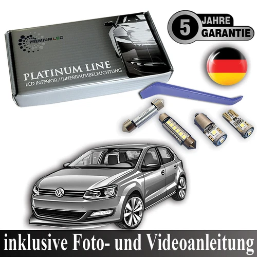 9x LED interior lighting complete set for VW Polo 6R 6C Canbus SMD white