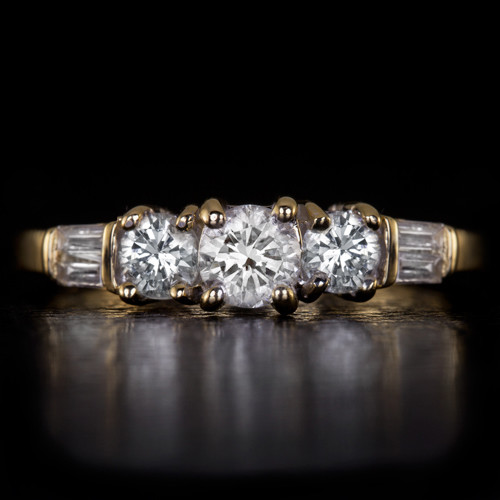 1 carat natural diamond engagement ring round baguette 14k