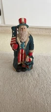 Vtg Midwest Importers Uncle Sam Santa Figurine 10” Music Box “Here Comes Santa”