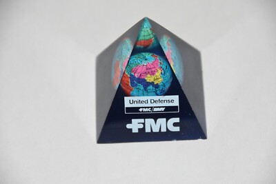vintage United Defense FMC/BMY PAPERWEIGHT Globe Celebrates Diversity employee