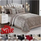 Luxury Velvet Bedspread Quilted Bed Throw Bedding Set King Size + Pillow Shams