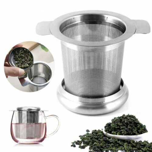1x Stainless Steel Mesh Tea Infuser Metal Cup Strainer Loose Leaf Filter w/ Lid - Picture 1 of 12