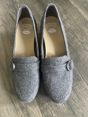 Dr Scholl's Slip On shoes Gray Wedge Heel Round Toe Womens Sz