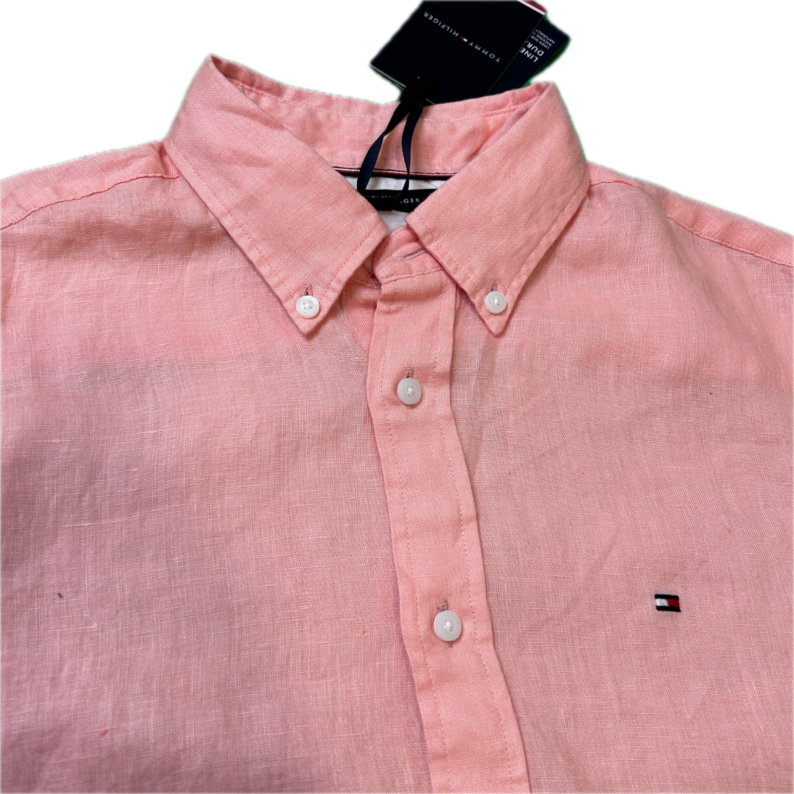 Men's Shirt Pink Short Sleeve Button Size S Classic Fit Tommy Hilfiger RRP 149 image 4