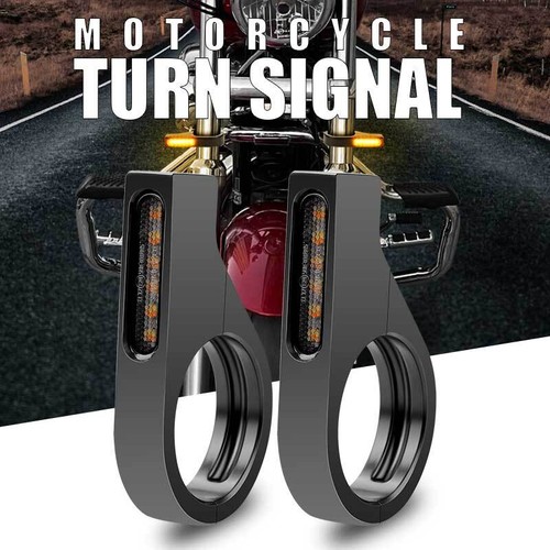 2X Horquilla de luz de giro LED para motocicleta 41 mm blanco ámbar para Yamaha V Star 1100 - Imagen 2 de 8