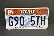 Utah License Plate Tag — G90 5TH — GREATEST SNOW ON EARTH