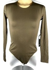NEW Privacy Please Women's Long Sleeve Bodysuit SIZE XS Olive Green MSRP 98