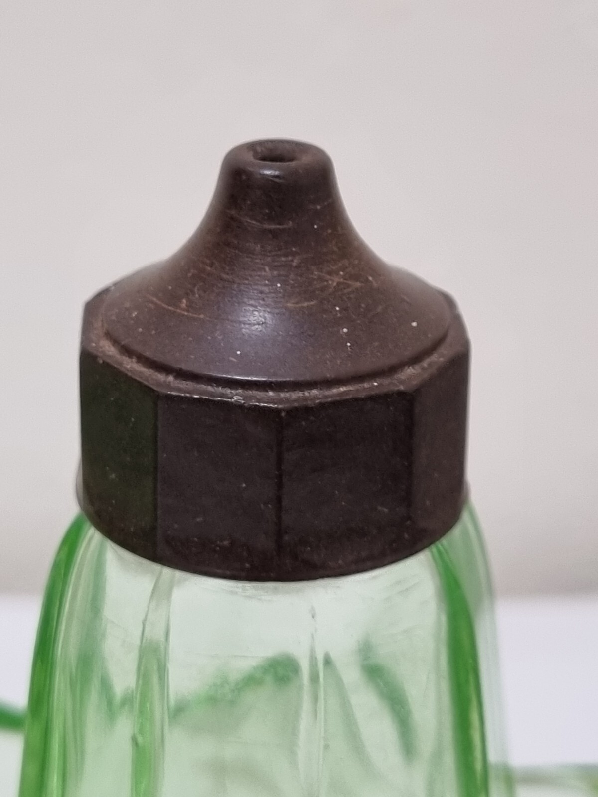 URANIUM GLASS? CRUET SET CZECH GLASS eBay