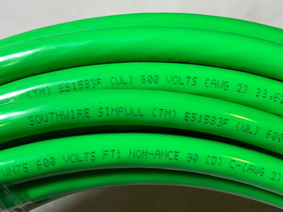 Southwire 2 AWG Stranded Copper THHN THWN-2 Green Building Wire Various Lengths - Image 3 of 4