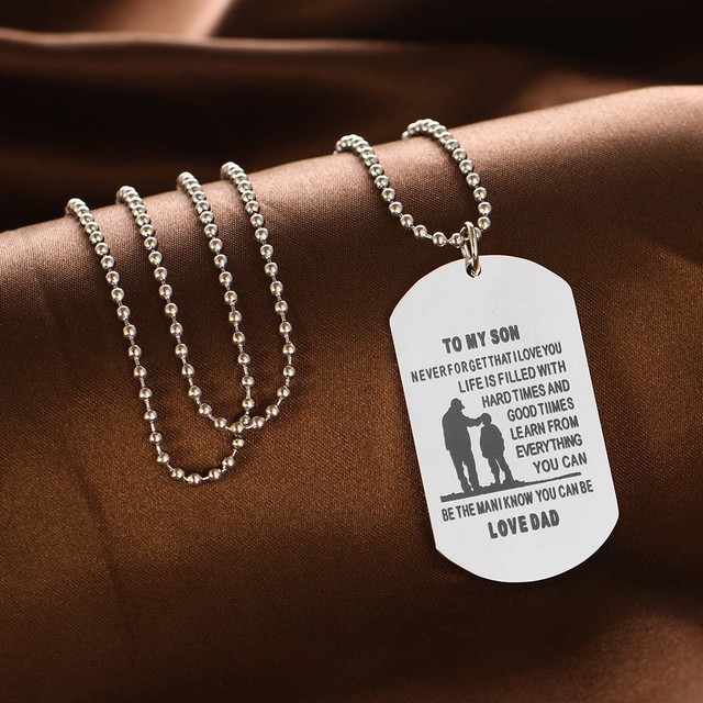 To my Son Dog Tag Necklace Military Fathers Day Family Love Gifts For