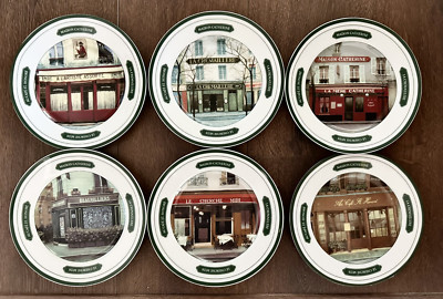 Williams Sonoma Maison Catherine Plates French Cafes Set of 6 A Renoix  7 3/4''