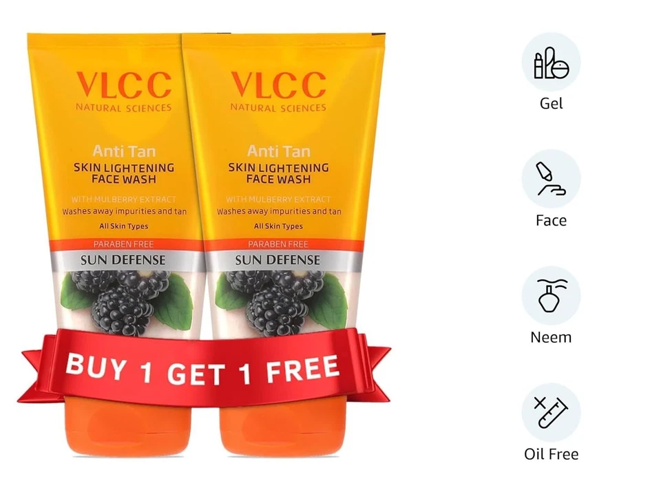VLCC Anti Tan Face Wash 300ml (2x150ml) Mulberry Orange Peel All Skin Types - Image 4 of 4