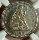 1891 SEATED LIBERTY QUARTER NGC AU-53      25C ALMOST UNC TONED