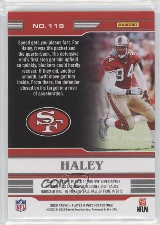 2020 Panini Plates & Patches Legends Orange /65 Charles Haley #119 HOF - Image 2 of 2