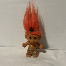 Russ Troll Doll 3 Orange Hair Brown Eyes Thanksgiving Indian Boy